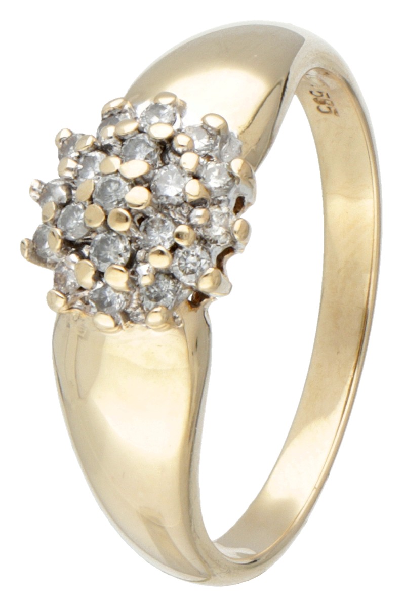 14 kt. Geelgouden rozet ring bezet met ca. 0.19 ct. diamant.