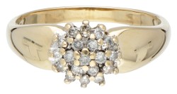 14 kt. Geelgouden rozet ring bezet met ca. 0.19 ct. diamant.