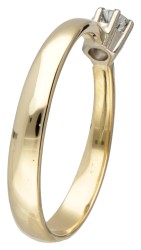 18 kt. Geelgouden solitair ring bezet met ca. 0.17 ct. diamant.