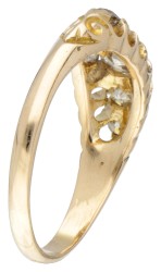 Antieke 18 kt. geelgouden Engelse 5-steens ring bezet met ca. 0.56 ct. diamant.