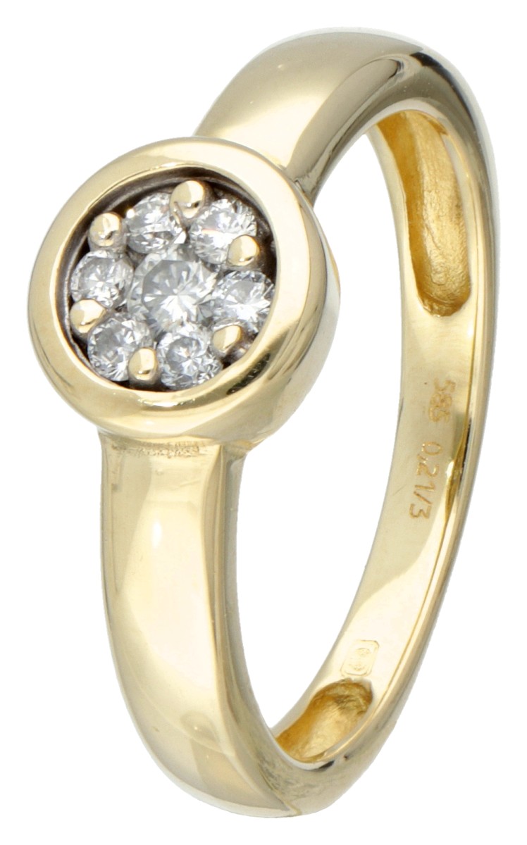 14 kt. Geelgouden rozet ring bezet met ca. 0.10 ct. diamant.