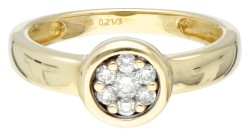 14 kt. Geelgouden rozet ring bezet met ca. 0.10 ct. diamant.