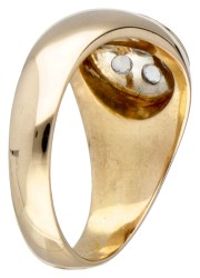 Vintage 18 kt. geelgouden 'Gypsy' rozet ring bezet met diamant.