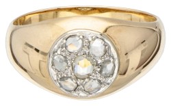 Vintage 18 kt. geelgouden 'Gypsy' rozet ring bezet met diamant.