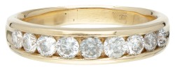 14 kt. Geelgouden rivière ring bezet met ca. 0.90 ct. diamant.