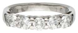 14 kt. Witgouden rivière ring bezet met ca. 0.96 ct. diamant.