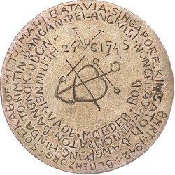 2½ gulden - Achterzijde bewerkt met de namen van Japanse krijgsgevangenenkampen. Wilhelmina. Z.j. Zeer Fraai +.