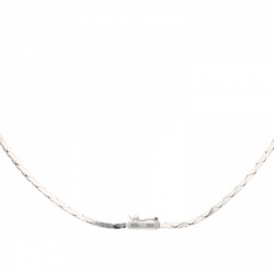 Klassiek witgouden collier, met ca. 0.14 ct. diamant en natuurlijke saffier - 14 kt.