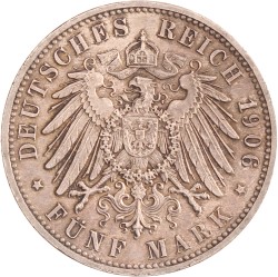 German states. Baden. Friedrich. 5 Mark - 50th wedding anniversary. 1906.