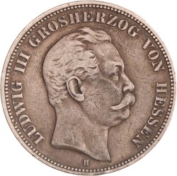 German states. Hessen-Darmstadt. Lüdwig III. 5 Mark. 1875 H.