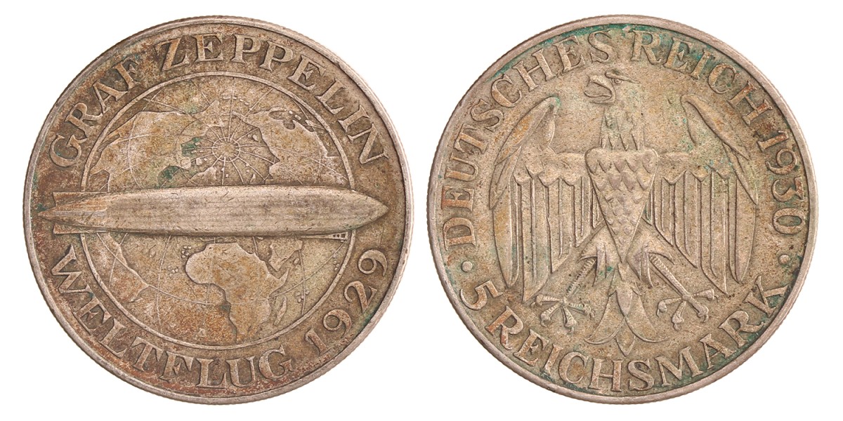 Germany. Weimar republic. 5 Mark - Graf Zeppelin. 1930 A.