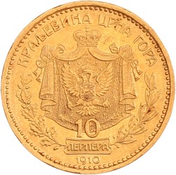 Montenegro. Nicholas I. 10 Perpera - Golden Jubilee. 1910 SS.