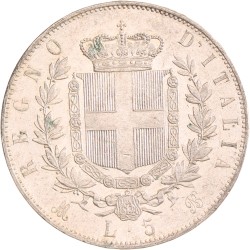 Italy. Kingdom. Vittorio Emanuele II. 5 Lire. 1874 M BN.