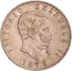 Italy. Kingdom. Vittorio Emanuele II. 5 Lire. 1876 R.