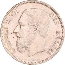 Belgium. Leopold II. 5 Francs. 1869.