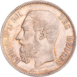 Belgium. Leopold II. 5 Francs. 1869.