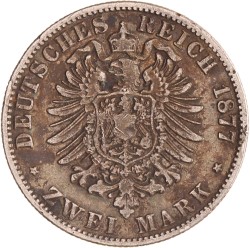 German states. Reuss - Older line. Heinrich XXII. 2 Mark. 1877 B.