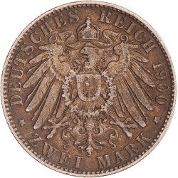 German states. Saxony. Albert I. 2 Mark. 1900 E.