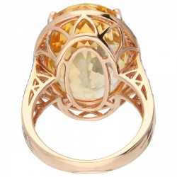 Rosegouden cocktail ring, met ca. 0.44 ct. diamant en natuurlijke citrien - 18 kt.