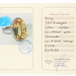 Rosegouden cocktail ring, met ca. 0.44 ct. diamant en natuurlijke citrien - 18 kt.