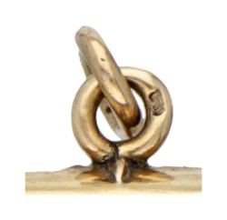 Antieke BWG 10 kt. roségouden rouw-medaillonhanger met roos geslepen diamanten gezet op onyx.