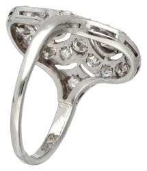 Art deco Pt 850 platina dinner ring bezet met ca. 0.65 ct. diamant.