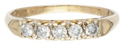 14 kt. Geelgouden rivière ring bezet met ca. 0.25 ct. diamant.