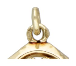 Vintage 14 kt. geelgouden hanger bezet met parel en blauwe emaille.