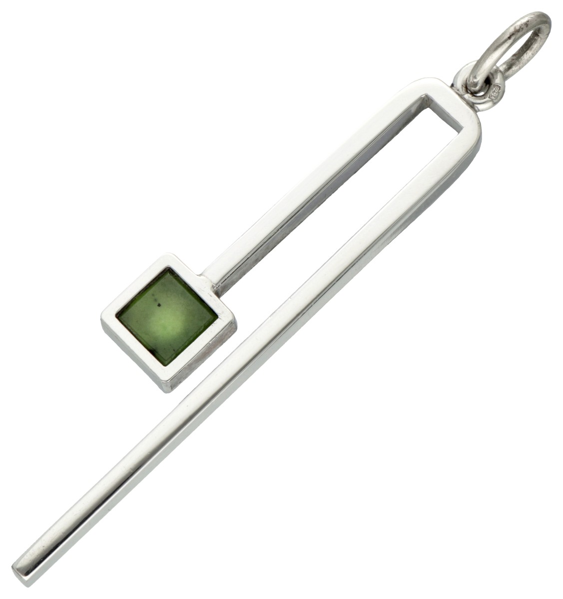 Sterling zilveren hanger met jade door Deense designer Niels Erik From.