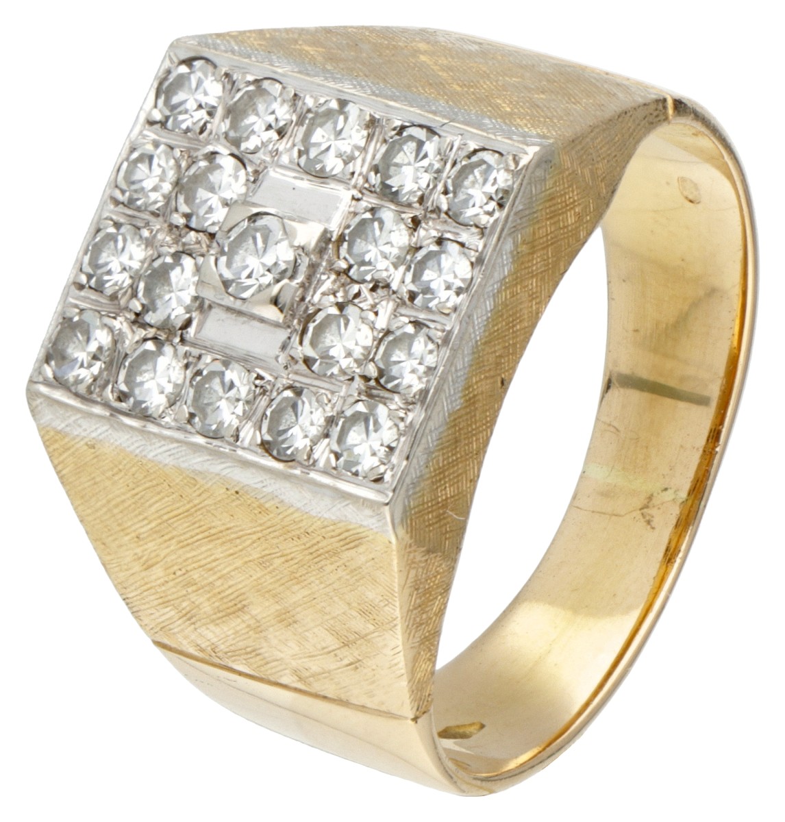 18 kt. Geelgouden ring bezet met ca. 0.77 ct. diamant.