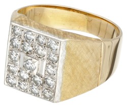 18 kt. Geelgouden ring bezet met ca. 0.77 ct. diamant.
