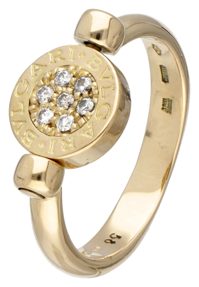 BVLGARI BVLGARI 18 kt. geelgouden ring bezet met ca. 0.07 ct. diamant.