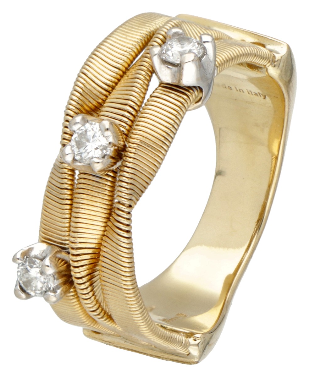 Marco Bicego 18 kt. geelgouden ring bezet met ca. 0.15 ct. diamant.