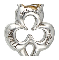 Tirisi Moda 18 kt. geelgouden / sterling zilveren sleutelvormige bedelhanger.