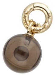 Tirisi Moda 18 kt. geelgouden bedel-bolhanger met rookkwarts.