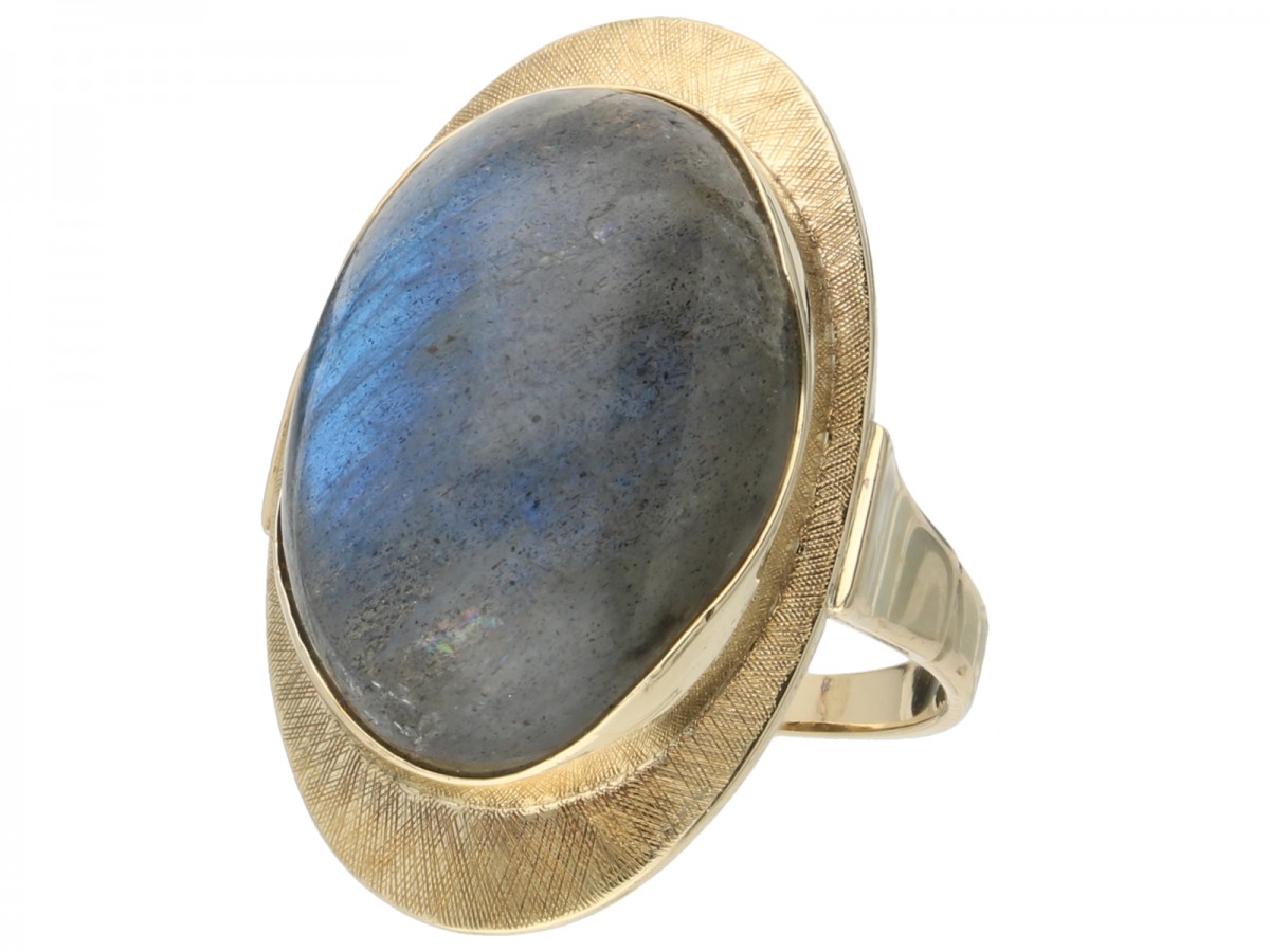 Geelgouden vintage ring, met labradoriet - 14 kt.