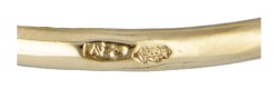 Vintage 14 kt. geelgouden ring bezet met ca. 6.15 ct. chrysophraas.