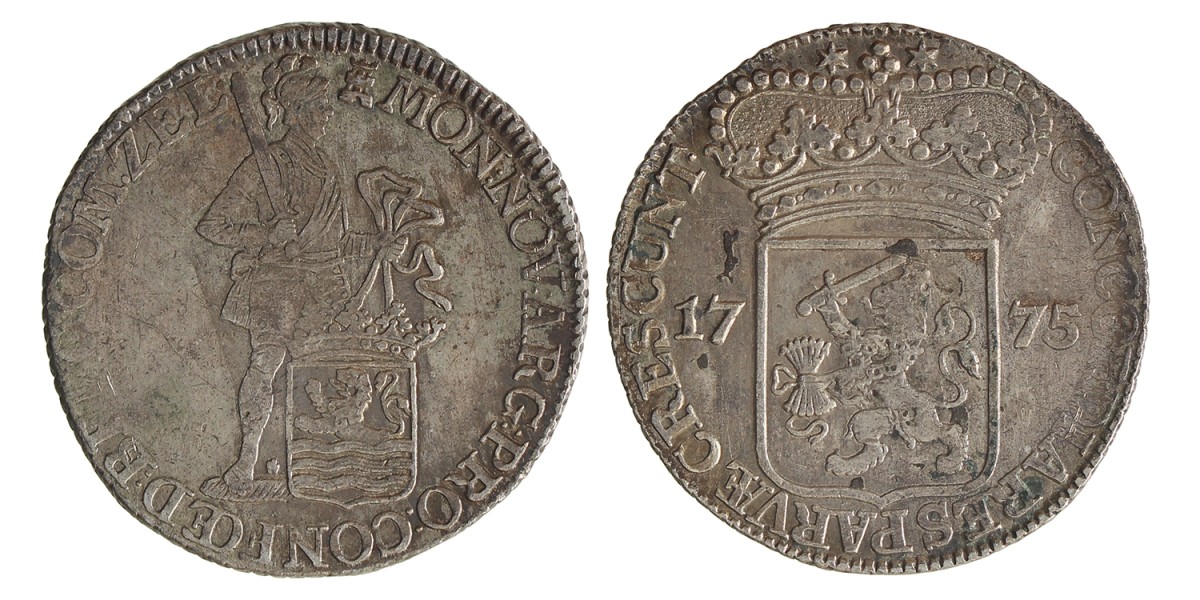 Zilveren dukaat. Zeeland. 1775. Zeer Fraai +.