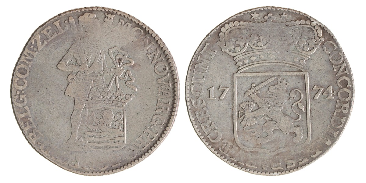 Zilveren dukaat. Zeeland. 1774. Zeer Fraai.