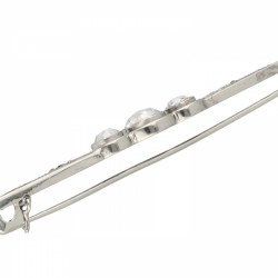 Witgouden Art Deco broche, met 11 diamanten - 14 kt.