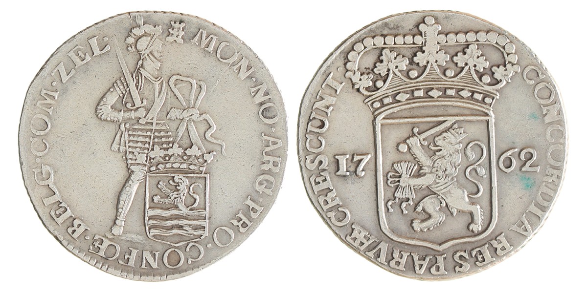 Zilveren dukaat. Zeeland. 1762. Zeer Fraai +.