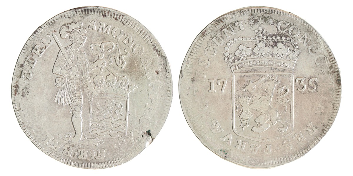 Zilveren dukaat. Zeeland. 1735. Zeer Fraai.
