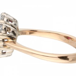 Rosegouden rozet ring, met ca. 0.50 ct. diamant en ca. 1.00 ct. natuurlijke robijn - 18 kt.