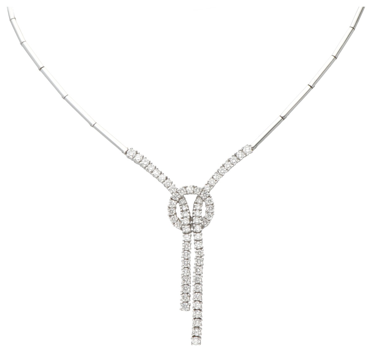 18 kt. Witgouden collier bezet met ca. 2.03 ct. diamant.