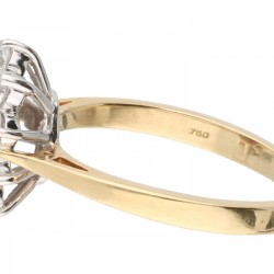 Geelgouden entourage ring, met ca. 1.00 ct. diamant en ca. 1.50 ct. natuurlijke robijn - 18 kt.