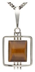 835 Zilveren collier met hanger bezet met tijgeroog door Finse designer Karl Laine.