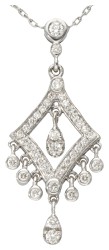 18 kt. Witgouden collier en hanger bezet met ca. 0.62 ct. diamant.