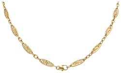 18 kt. Geelgouden vintage collier met navette-vormige schakels.