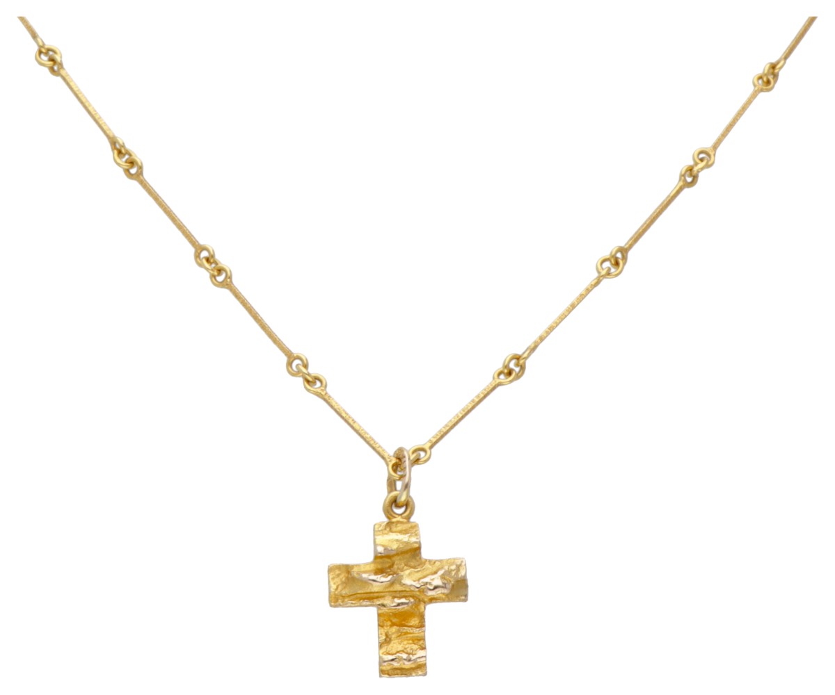 14 kt. Geelgouden collier met 'Lapland's Cross' hanger door Björn Weckström voor Lapponia.