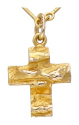 14 kt. Geelgouden collier met 'Lapland's Cross' hanger door Björn Weckström voor Lapponia.